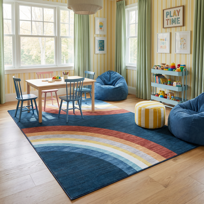 Tapis de jeu arc-en-ciel Soft Steps Playtime, tapis doux bleu marine