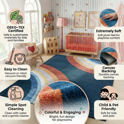 Tapis de jeu arc-en-ciel Soft Steps Playtime, tapis doux bleu marine