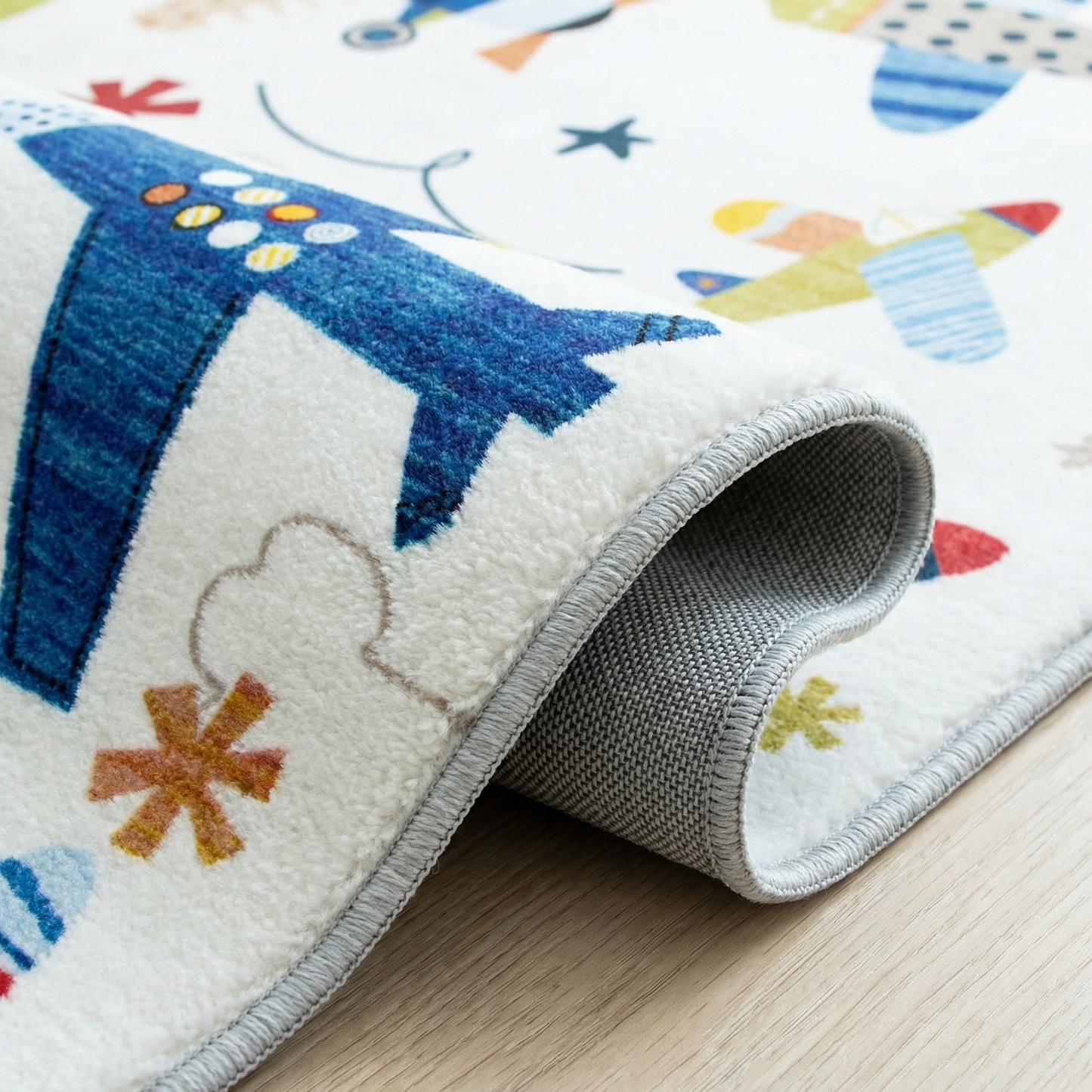 Maverick Vintage Airplane Multi Aircraft Theme Kids Play Rug