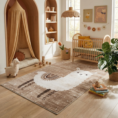 Alfombra de juego suave con forma de llama de Soft Steps Playtime, color marrón