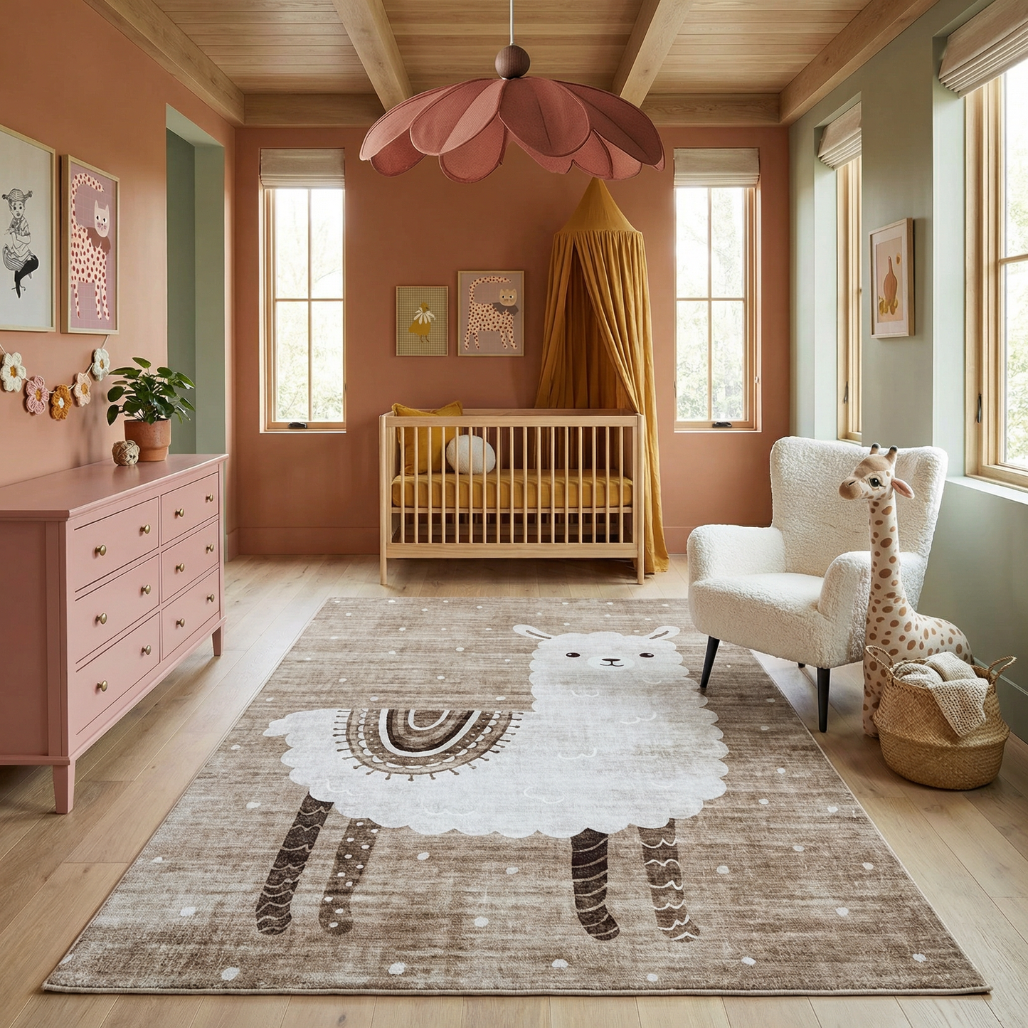Alfombra de juego suave con forma de llama de Soft Steps Playtime, color marrón