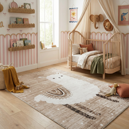 Alfombra de juego suave con forma de llama de Soft Steps Playtime, color marrón