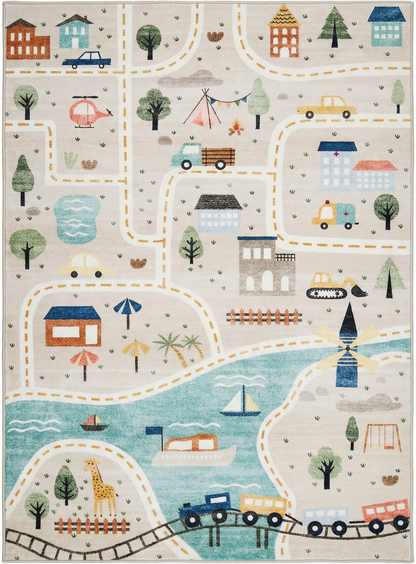 Tapete de juego Soft Steps Playtime City Road Map, alfombra suave azul educativa y de aprendizaje