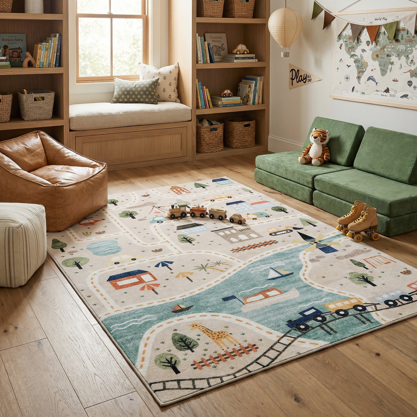 Tapete de juego Soft Steps Playtime City Road Map, alfombra suave azul educativa y de aprendizaje