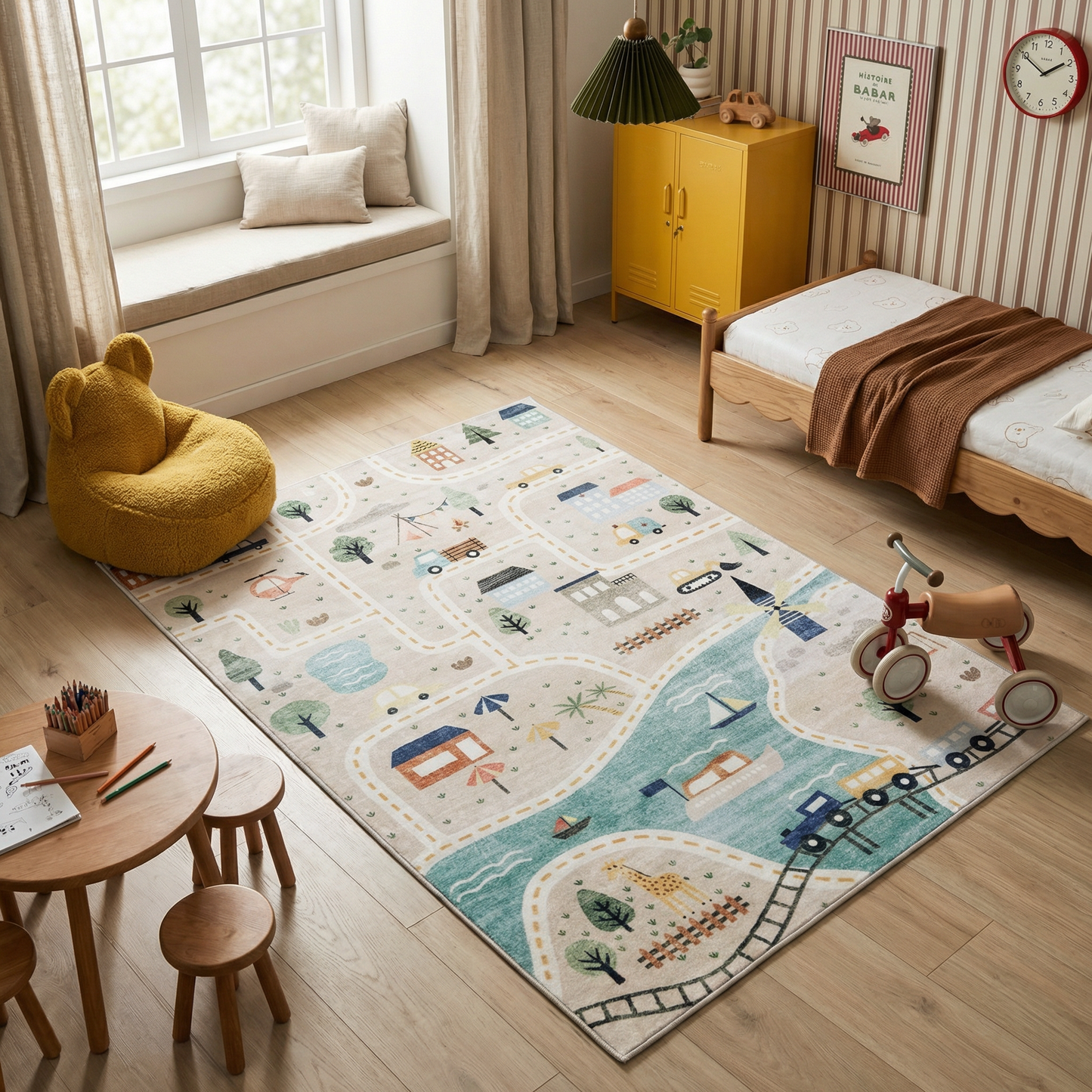 Tapete de juego Soft Steps Playtime City Road Map, alfombra suave azul educativa y de aprendizaje
