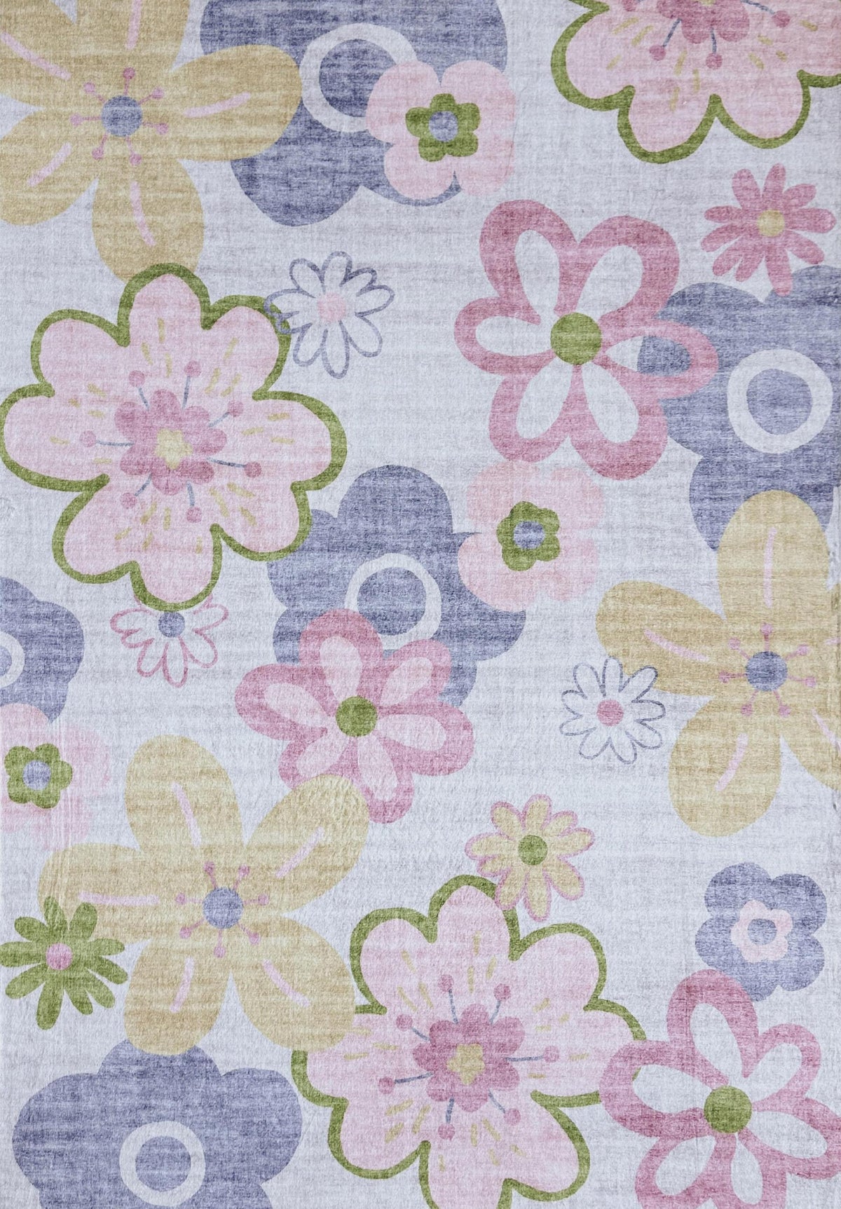 Bloom Daisy Floral Pink and Purple Kids Area Rug