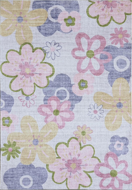 Tapete de juego floral divertido de Soft Steps, alfombra suave rosa