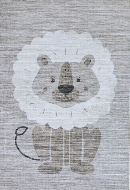 Alfombra de juego Soft Steps Playtime Lion, con animales de dibujos animados, color beige neutro y suave