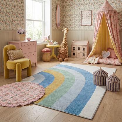 Tapis de jeu arc-en-ciel Soft Steps Playtime, tapis doux bleu clair