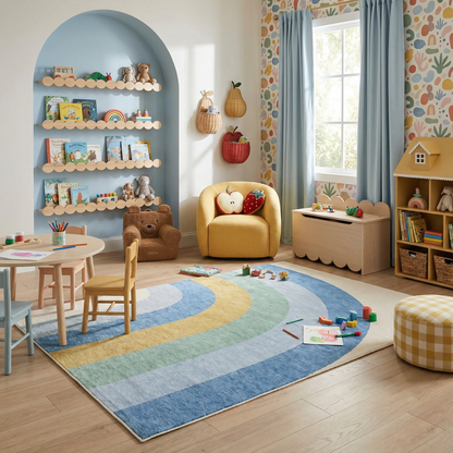 Tapis de jeu arc-en-ciel Soft Steps Playtime, tapis doux bleu clair