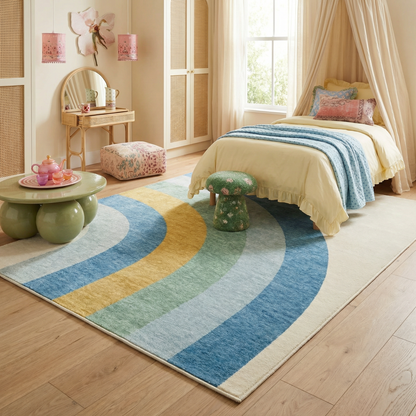 Tapis de jeu arc-en-ciel Soft Steps Playtime, tapis doux bleu clair
