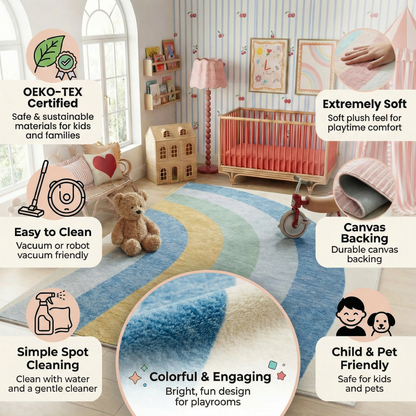 Tapis de jeu arc-en-ciel Soft Steps Playtime, tapis doux bleu clair