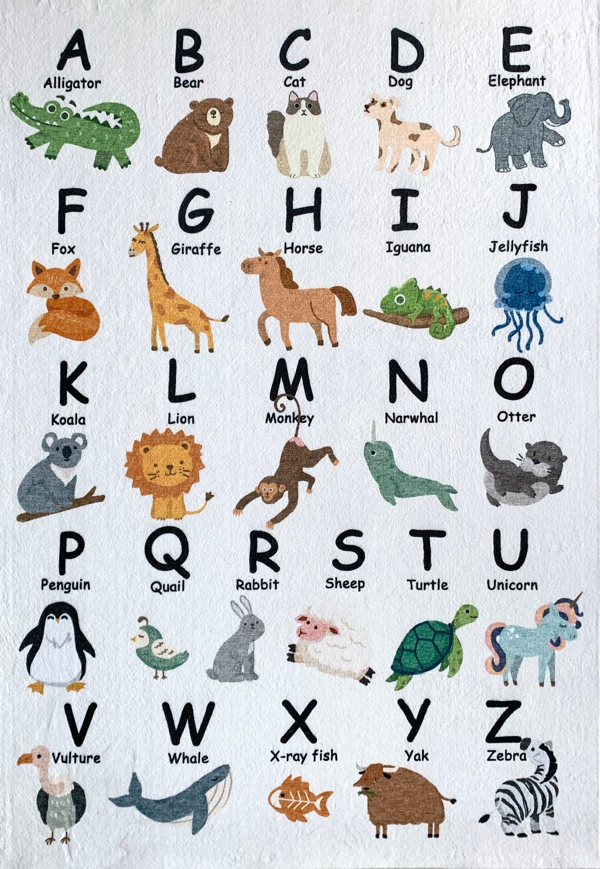 Atlas Education Learning White and Beige Indoor Kids Letters Rug