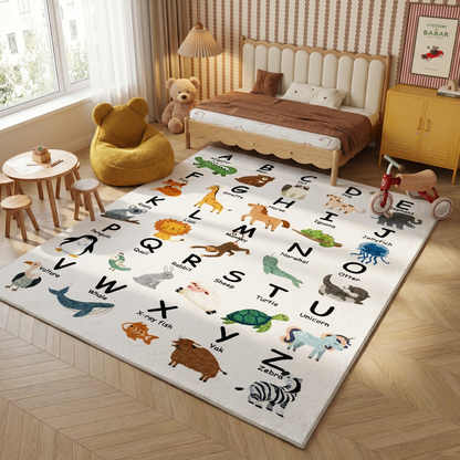 Tapete de juego con alfabeto de animales Soft Steps, alfombra blanca suave para aprendizaje educativo