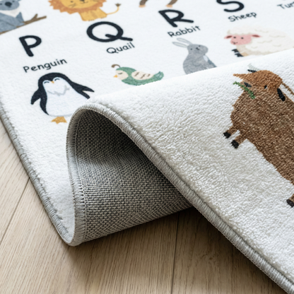 Tapete de juego con alfabeto de animales Soft Steps, alfombra blanca suave para aprendizaje educativo