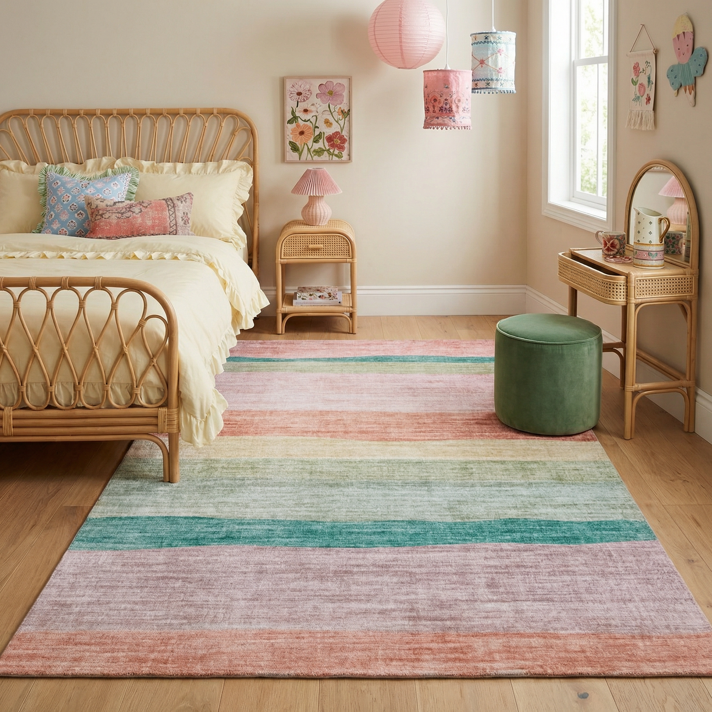 Tapis de jeu arc-en-ciel coloré Soft Steps Playtime, tapis doux rose