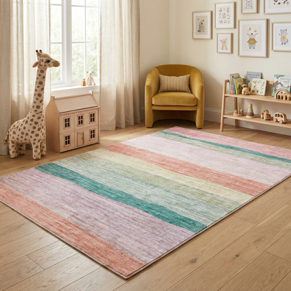 Tapis de jeu arc-en-ciel coloré Soft Steps Playtime, tapis doux rose