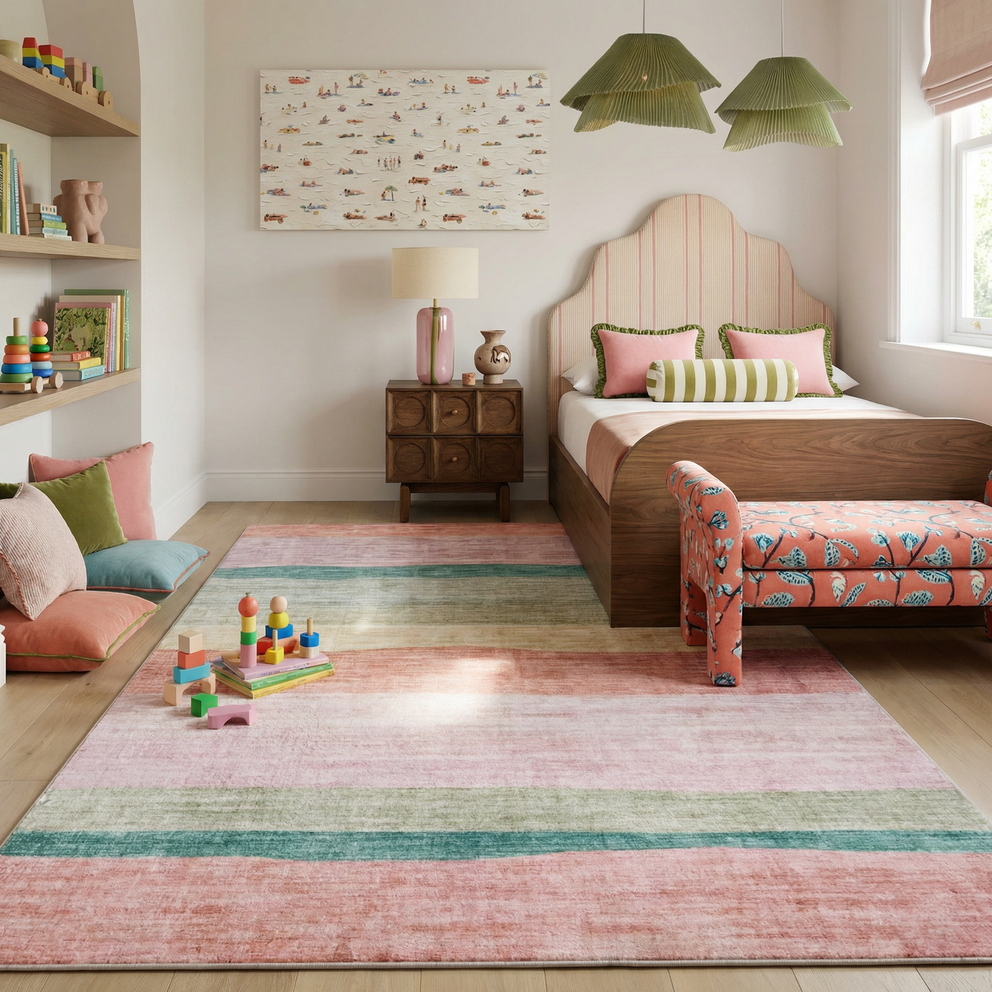 Tapis de jeu arc-en-ciel coloré Soft Steps Playtime, tapis doux rose