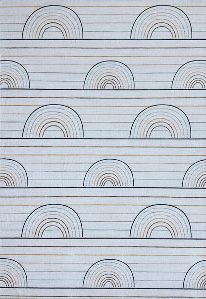 Tapis de jeu arc-en-ciel coloré rayé Soft Steps Playtime, tapis doux bleu