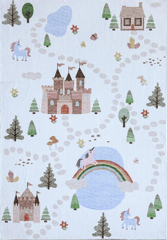 Soft Steps Playtime Licornes, Château, Carte routière, Tapis de jeu éducatif Tapis doux blanc