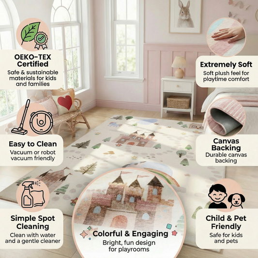 Soft Steps Playtime Licornes, Château, Carte routière, Tapis de jeu éducatif Tapis doux blanc