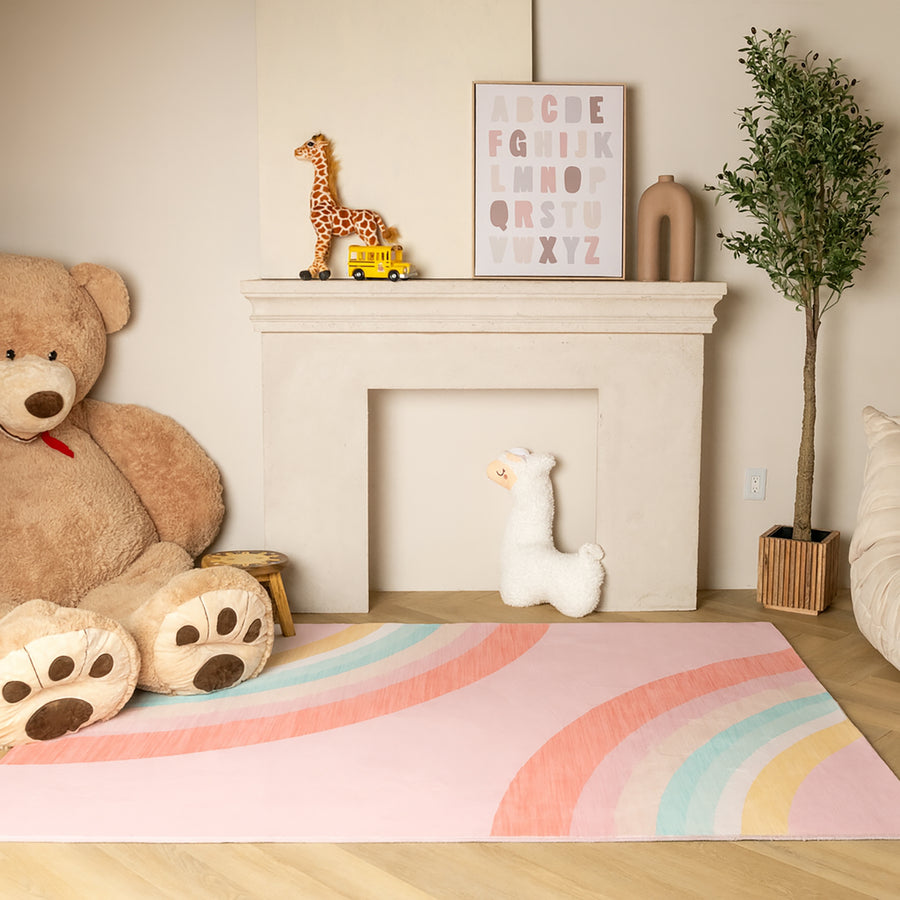 Marlow Rainbow Modern Pink Indoor Rug