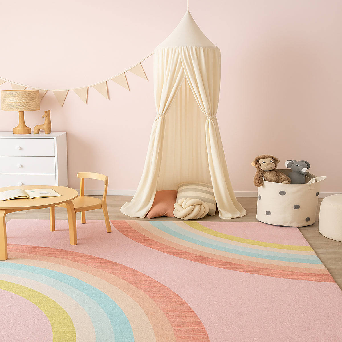 Marlow Rainbow Modern Pink Indoor Rug