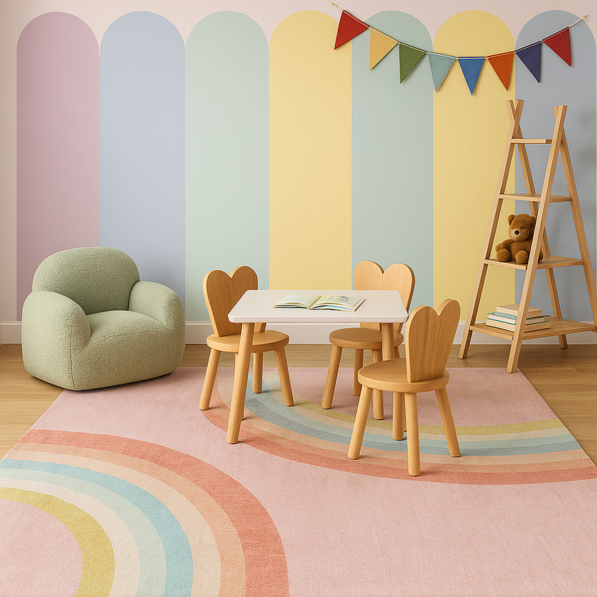 Marlow Rainbow Modern Pink Indoor Rug