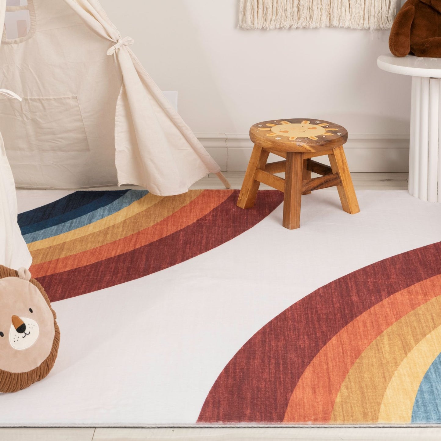 Marlow Rainbow Modern White Indoor Rug