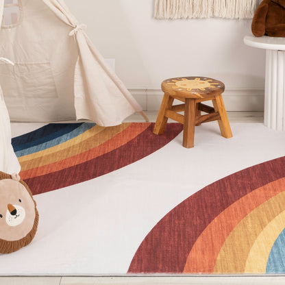 Marlow Rainbow Modern White Indoor Rug