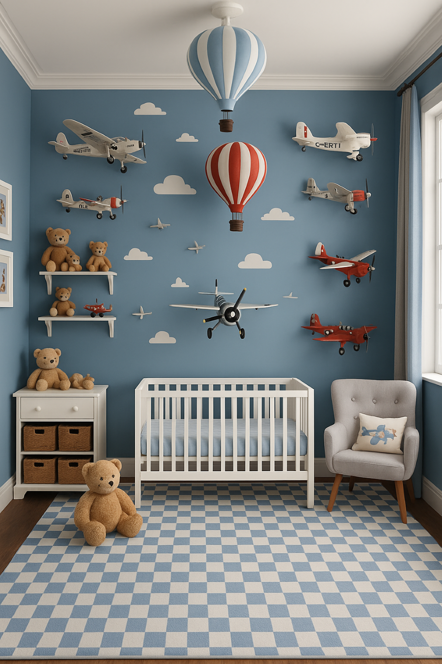 Metro Checkered Harbor Blue Area Rug