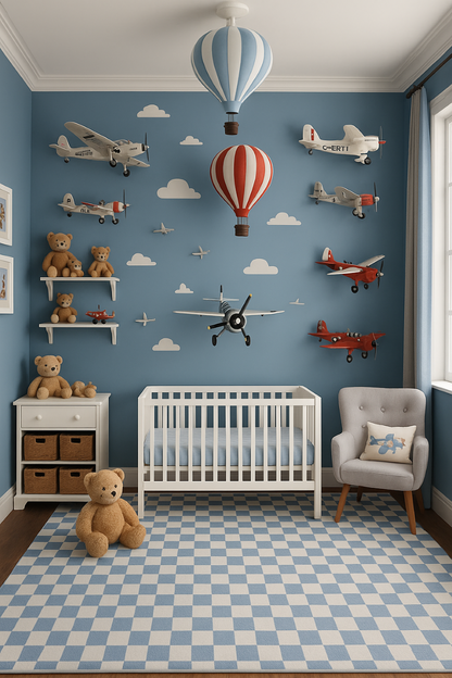 Metro Checkered Harbor Blue Area Rug