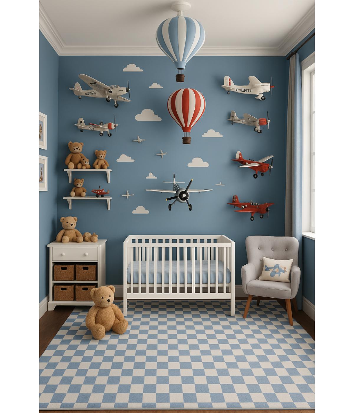 Metro Checkered Harbor Blue Area Rug