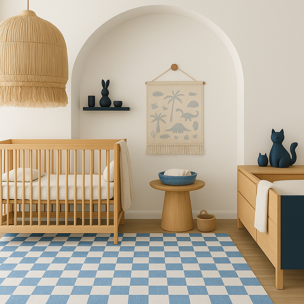 Metro Checkered Harbor Blue Area Rug