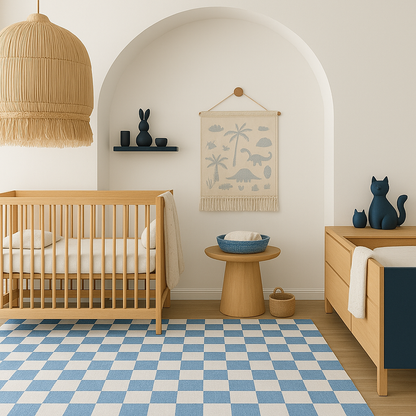 Metro Checkered Harbor Blue Area Rug