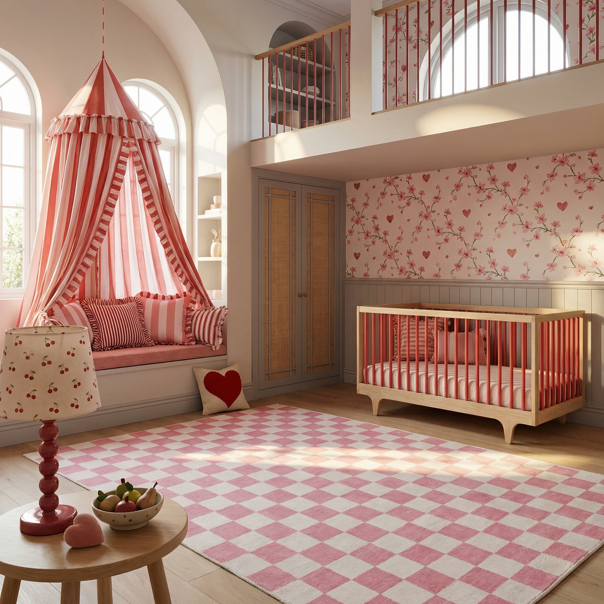 Jaque Checkered Modern Pink and White Indoor Rug