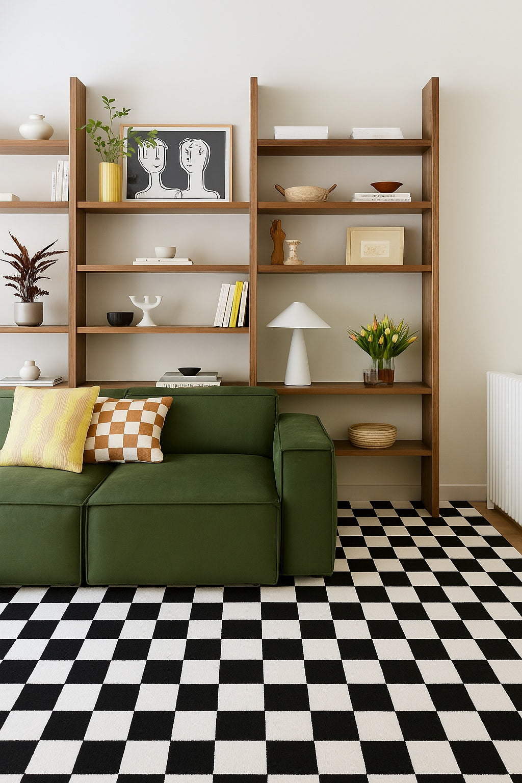 Metro Checkered Noir Black Area Rug