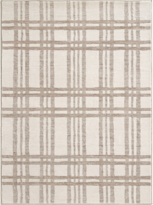 Francis Plaid Pattern Beige & Cream Indoor Rug