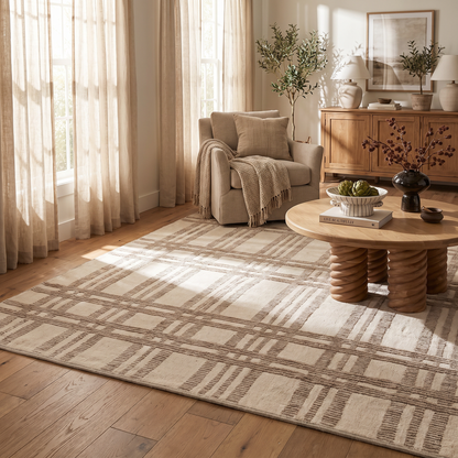 Francis Plaid Pattern Beige & Cream Indoor Rug