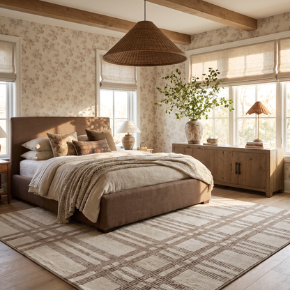 Francis Plaid Pattern Beige & Cream Indoor Rug