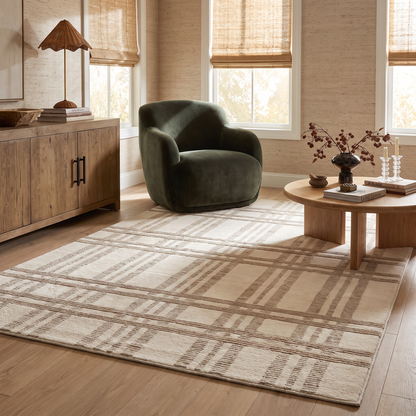 Francis Plaid Pattern Beige & Cream Indoor Rug