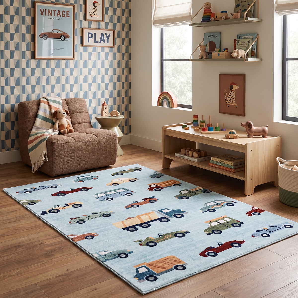 Soft Steps Playtime City Road Map, tapis de jeu d'apprentissage éducatif bleu doux