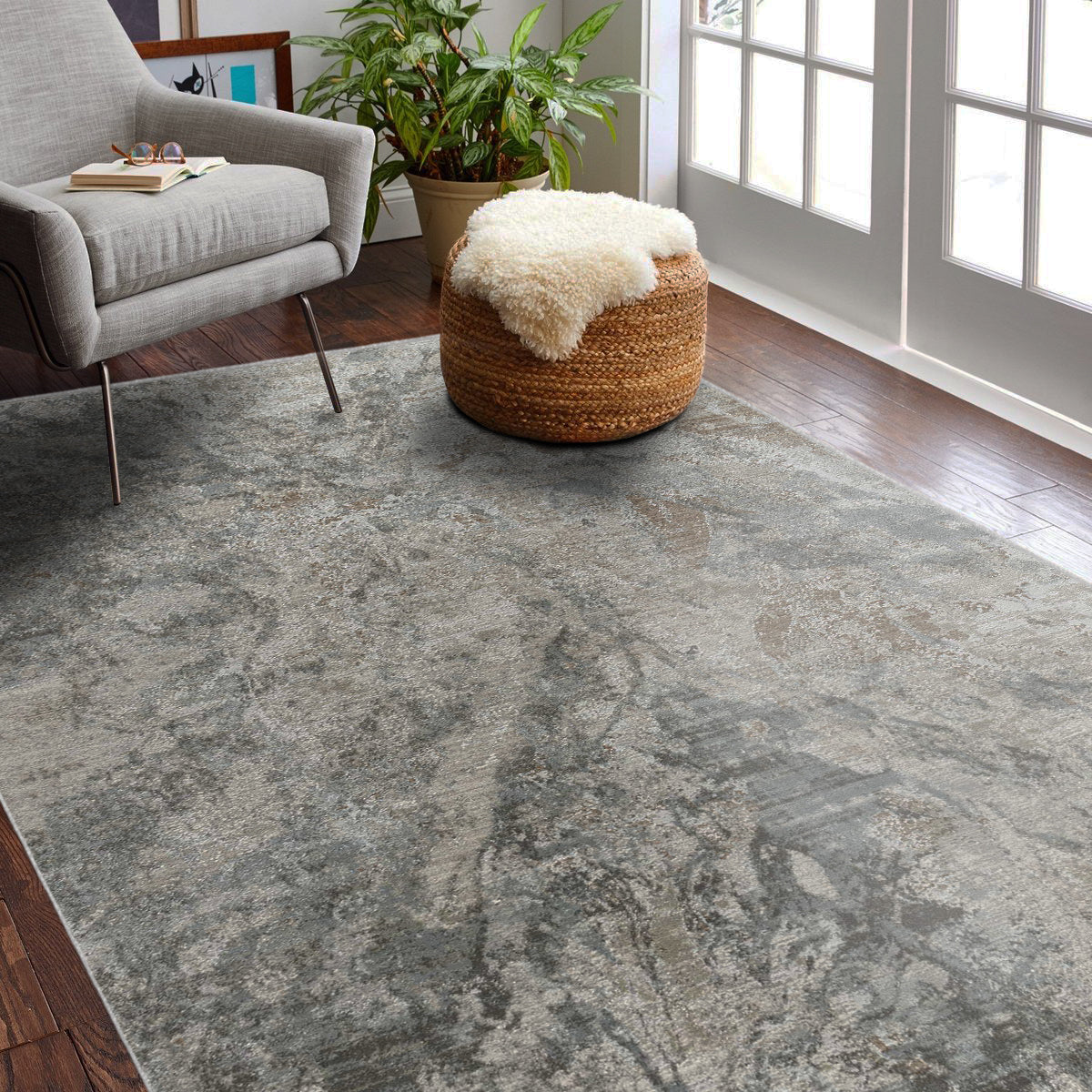 Tapis beige brouillard moderne Melo
