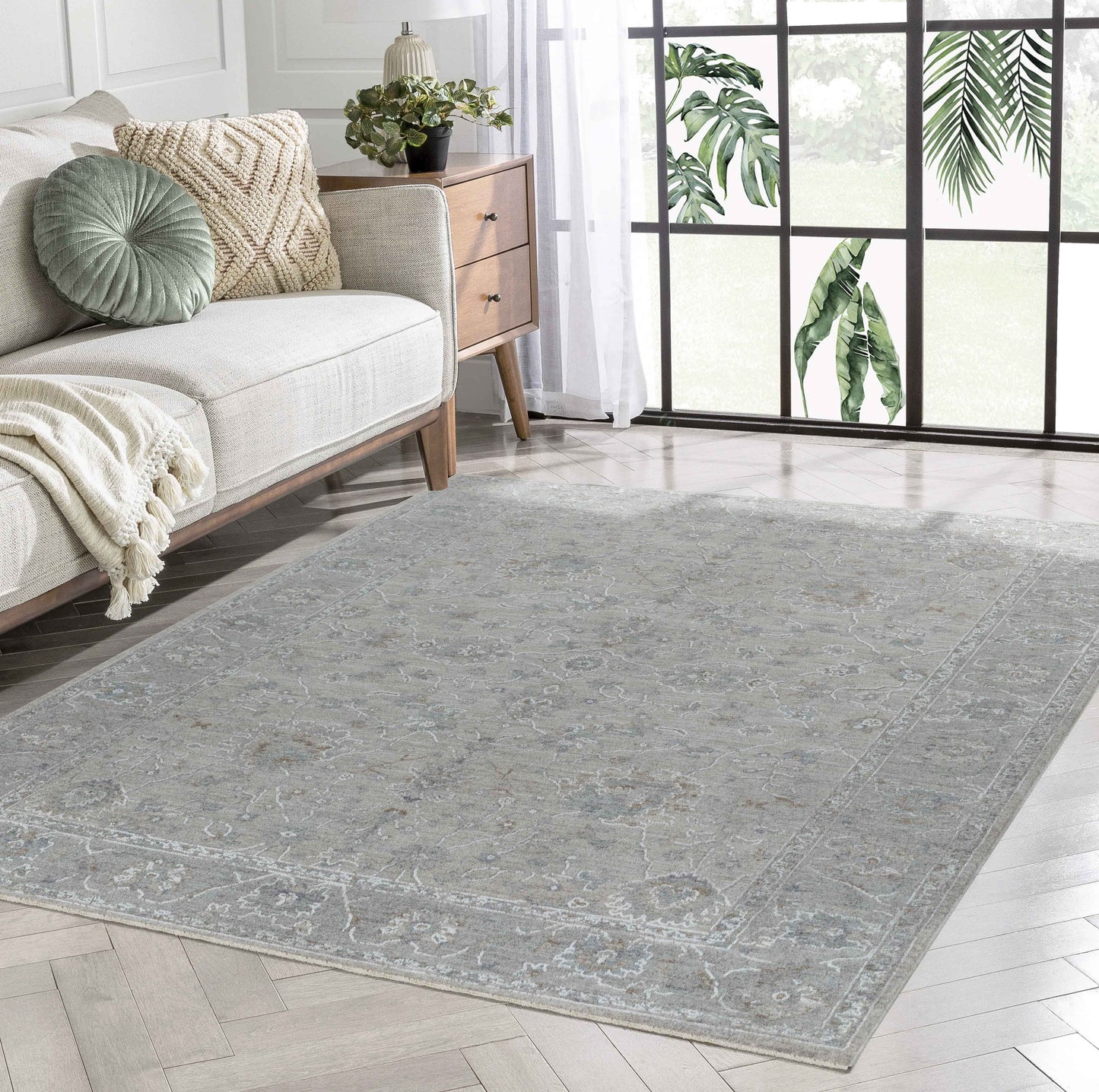 Alfombra de transición para interiores en color crema estilo bohemio del sudoeste