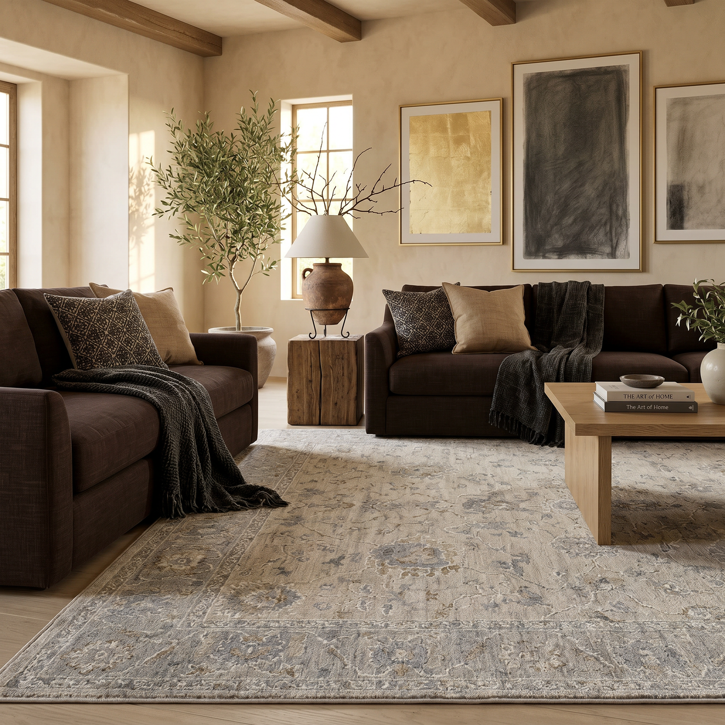 Alfombra Elysian estilo bohemio estilo suroeste en color crema