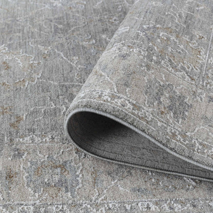 Safiya Floral Medallion Traditional Blue and Grey Indoor Rug