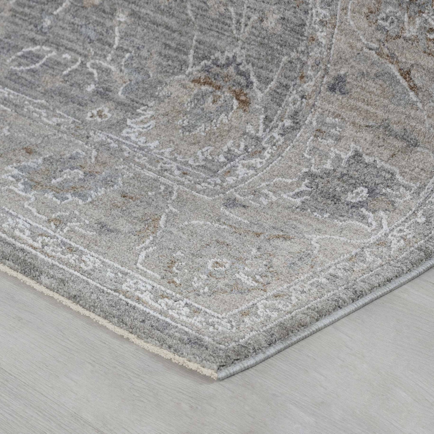 Safiya Floral Medallion Traditional Blue and Grey Indoor Rug