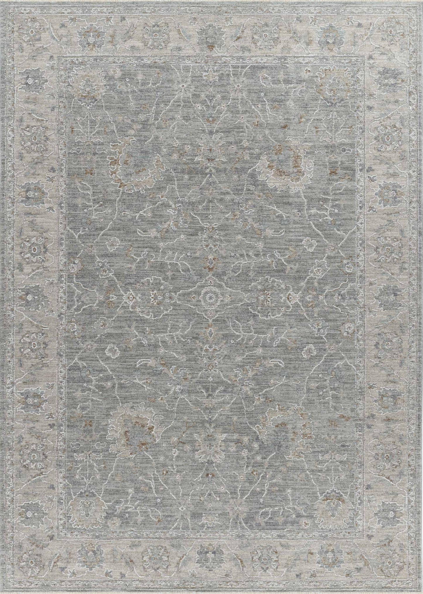 Safiya Floral Medallion Traditional Blue and Grey Indoor Rug