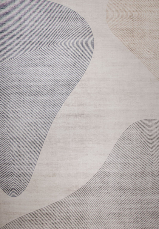 Evara Abstract Contemporary Beige and Brown Indoor Rug
