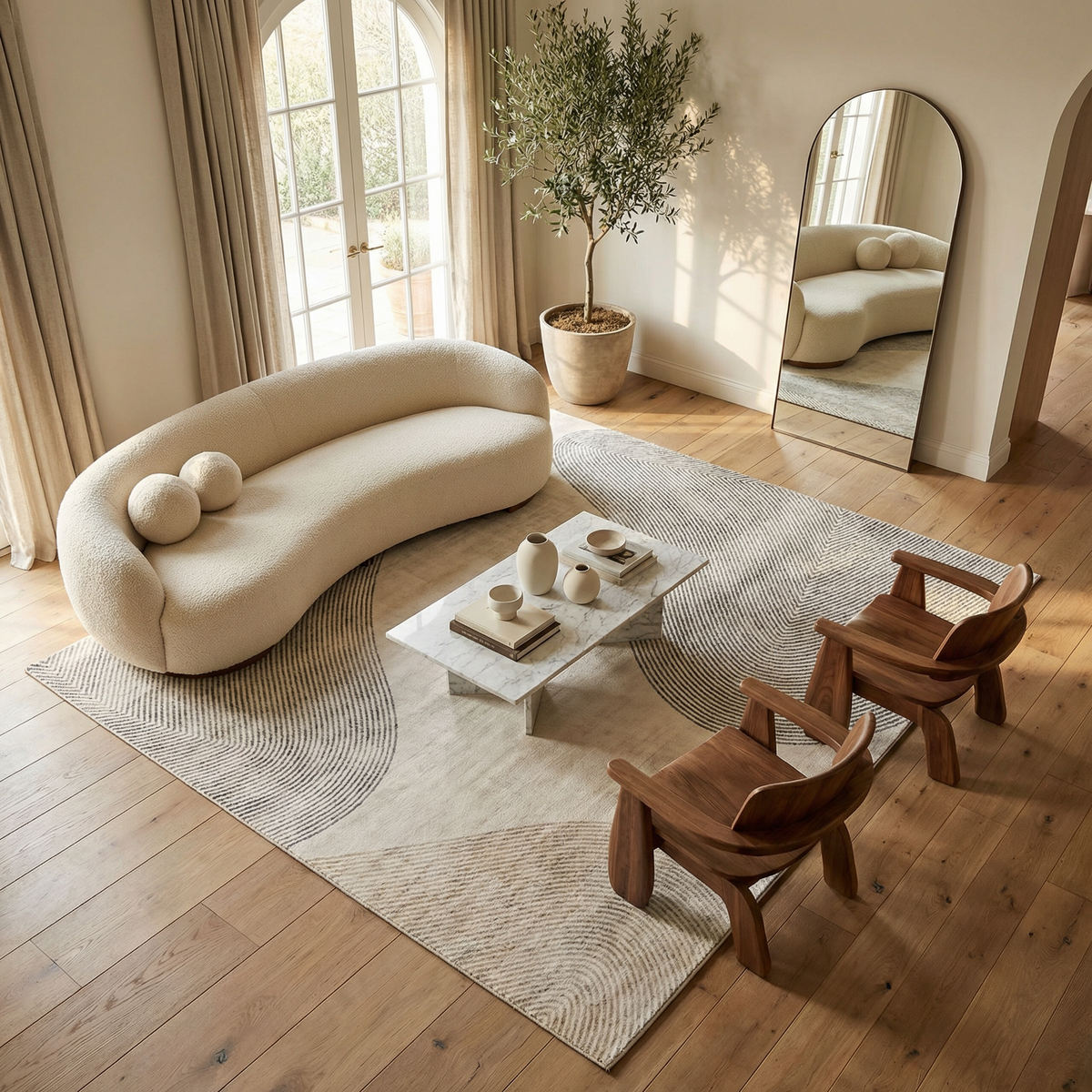 Evara Abstract Contemporary Beige and Brown Indoor Rug